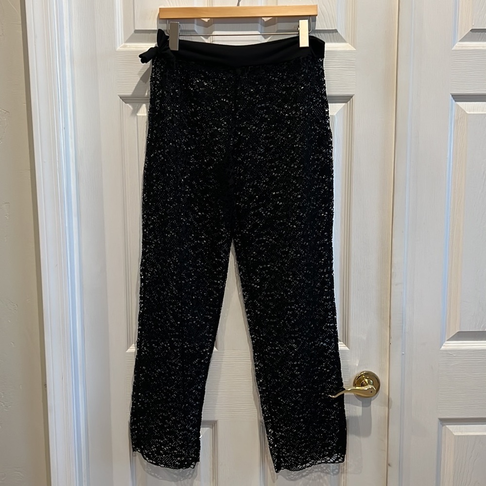 Crocheted Black Swimsuit Coverup Pants